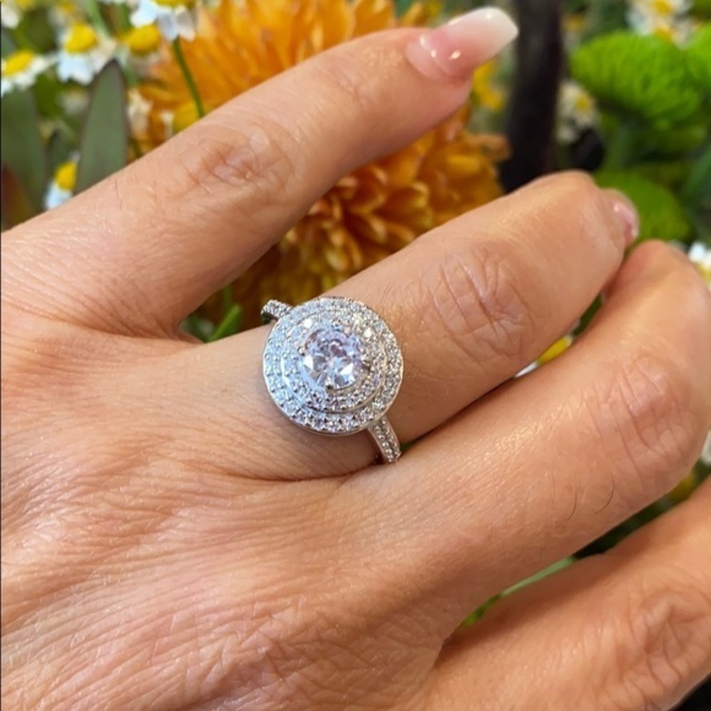 Sterling Silver 925 Round Engagement Ring size 5